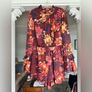 Autumn floral printed romper